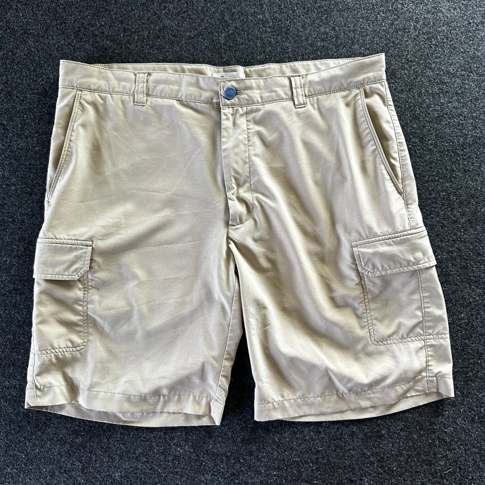 Peter Millar Crown Sport Mens 36 Khaki Tan Performance Cargo Shorts Stretch 9in